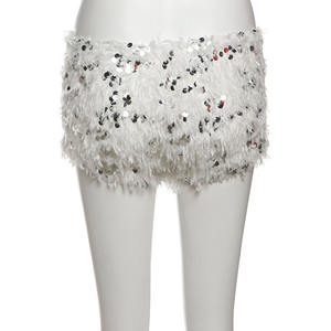 Viviblook Z0109ST03 New Women Set Rose Decorative Halter Backless <b>Crop</b> <b>Top</b> Sequined Mini <b>Shorts</b> Two Piece Set - Product Image 4