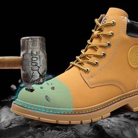 Chaussures de sécurité pour hommes avec embout en acier, idéales pour les travailleurs d'usine et les randonneurs, bottes de travail avec semelle intérieure en caoutchouc PU, parfaites pour l'hiver, livraison gratuite