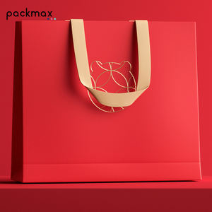 Sac en papier d'art personnalisé de luxe pour emballage cadeau de Noël et d'anniversaire, grande capacité, avec cordon de serrage, ruban et gaufrage, pour exposition - Product Image 2