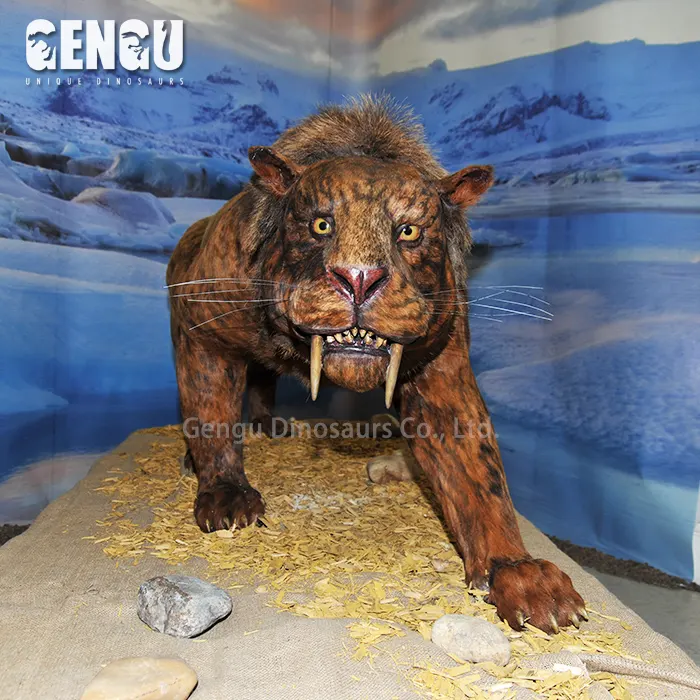 Tamanho de vida animatronic sabre tigre estáticas para exposição