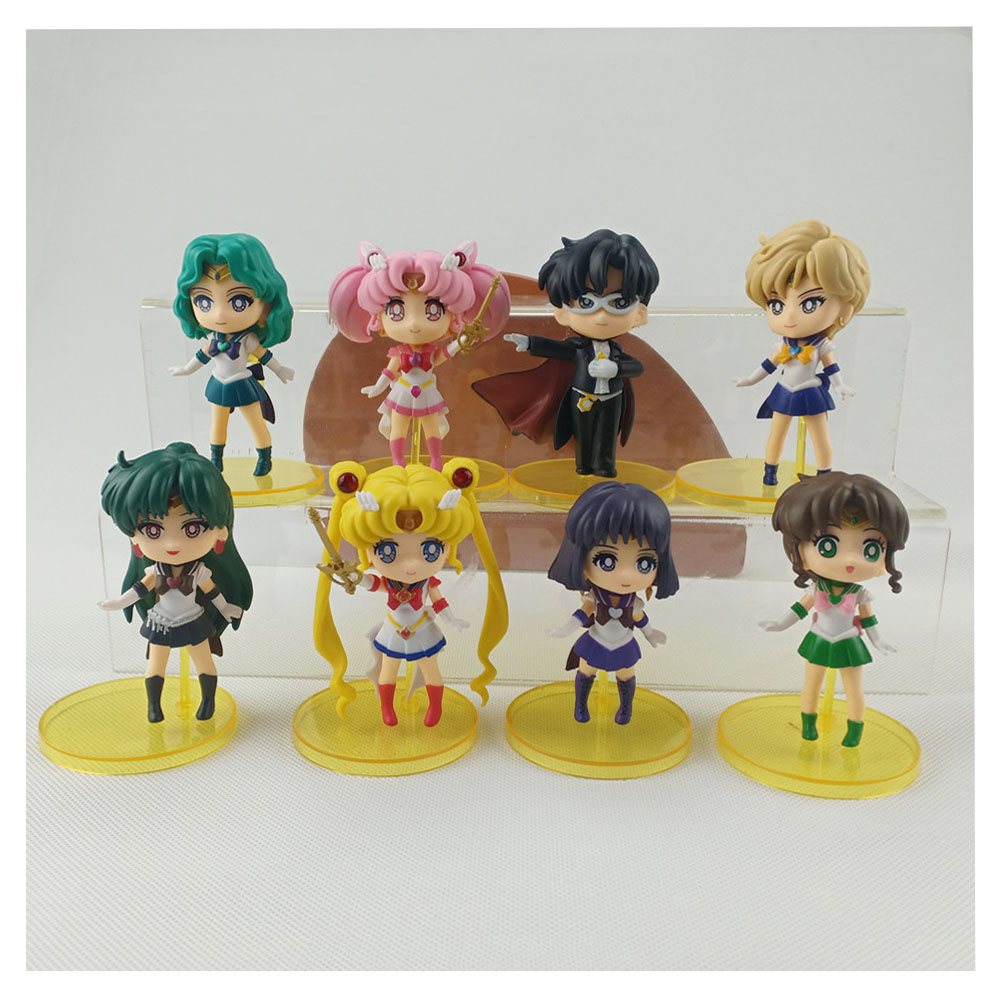 Милая фигурка из ПВХ, 8 шт. в наборе, Tsukino Usagi, декоративная фигурка аниме Сейлор Мун, экшн-фигурки
