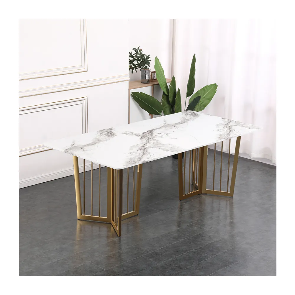 Luxury White Marble top Dining table set Rectangle dining tables 1 piece white marble dining table