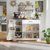 Armoire de cuisine blanche avec tiroirs porte-épices, rangement personnalisé en panneaux de bois pour les acheteurs en gros