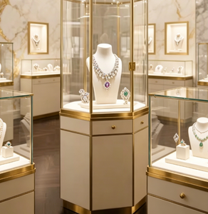 Vitrine à bijoux ronde en <span class=keywords><strong>bois</strong></span> avec plateau coulissant, comptoir de présentation de bijoux, armoire de présentation de bijoux, kiosque - Product Image 2