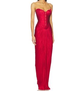 Abito Lungo da Donna Personalizzato in Seta Plissettata, Senza Spalline, <span class=keywords><strong>con</strong></span> Spacco Laterale Alto, Cerniera Posteriore e Allacciatura - Product Image 2