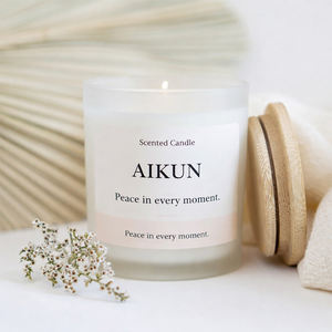 เทียนหอมอโรมาเธอราพีจากโรงงาน AIKUN โดยตรง ไร้ควัน เป็นมิตรกับสิ่งแวดล้อม เทียนในขวดแก้วหรูหรา สำหรับงานแต่งงาน ชุดของขวัญ - Product Image 1