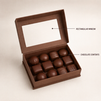 Boîte cadeau en chocolat personnalisée en deux parties, couleur brun foncé, avec séparateur, pour l'emballage de truffes et de bonbons