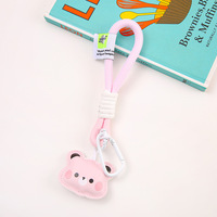 TOLKA Tali Botol Air Tenun Motif Beruang Kecil Logam, Aksesoris Gantungan Kunci Tas, Tali Lanyard, Liontin Casing Ponsel, Desain Mewah