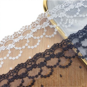 Dentelle en organza brodée de roses florales, soluble dans l'eau, 100% polyester, maille, accessoires vestimentaires, bordures pour enfants, chaussures, sacs - Product Image 1