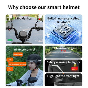 Mũ bảo hiểm thông minh điều khiển bằng giọng nói AI, tích hợp màn hình hiển thị HUD, kết nối Bluetooth, có <span class=keywords><strong>camera</strong></span>, dành cho trượt tuyết và xe đạp thông minh - Product Image 2