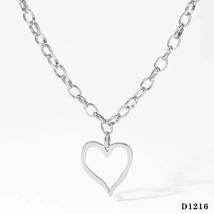 Colgante de corazón, collar de cadena de eslabones, joyería de acero inoxidable, chapado en oro de 18 quilates, joyería de moda para mujer - Product Image 6