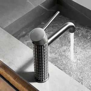 Luxury Knurling Design Brass Hot And Cold Faucet Water Bathroom Sink Basin Mixer Taps