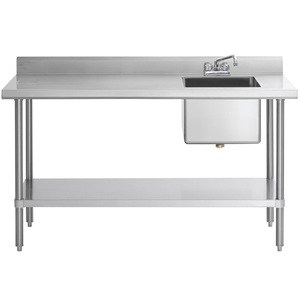 NSF Xiangying 304 <span class=keywords><strong>évier</strong></span> de lavage à bol simple en acier inoxydable <span class=keywords><strong>avec</strong></span> égouttoir gauche ou droit table d'<span class=keywords><strong>évier</strong></span> en inox <span class=keywords><strong>avec</strong></span> étagère inférieure - Product Image 4