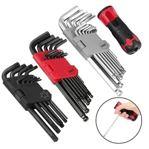 Professional Manufacturer 13Pcs Metric SAE 9pcs Torx Long Arm Square End Ball Head Custom Allen Wrench Hex Key Set With T-Handle