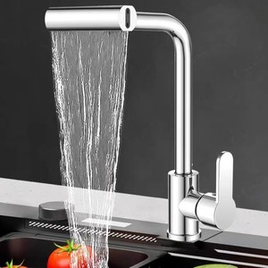 Đơn xử lý Chrome sàn gắn vòi bếp phong cách cổ điển bốn chế độ nước kéo xuống phun một lỗ nước nóng lạnh - Product Image 6