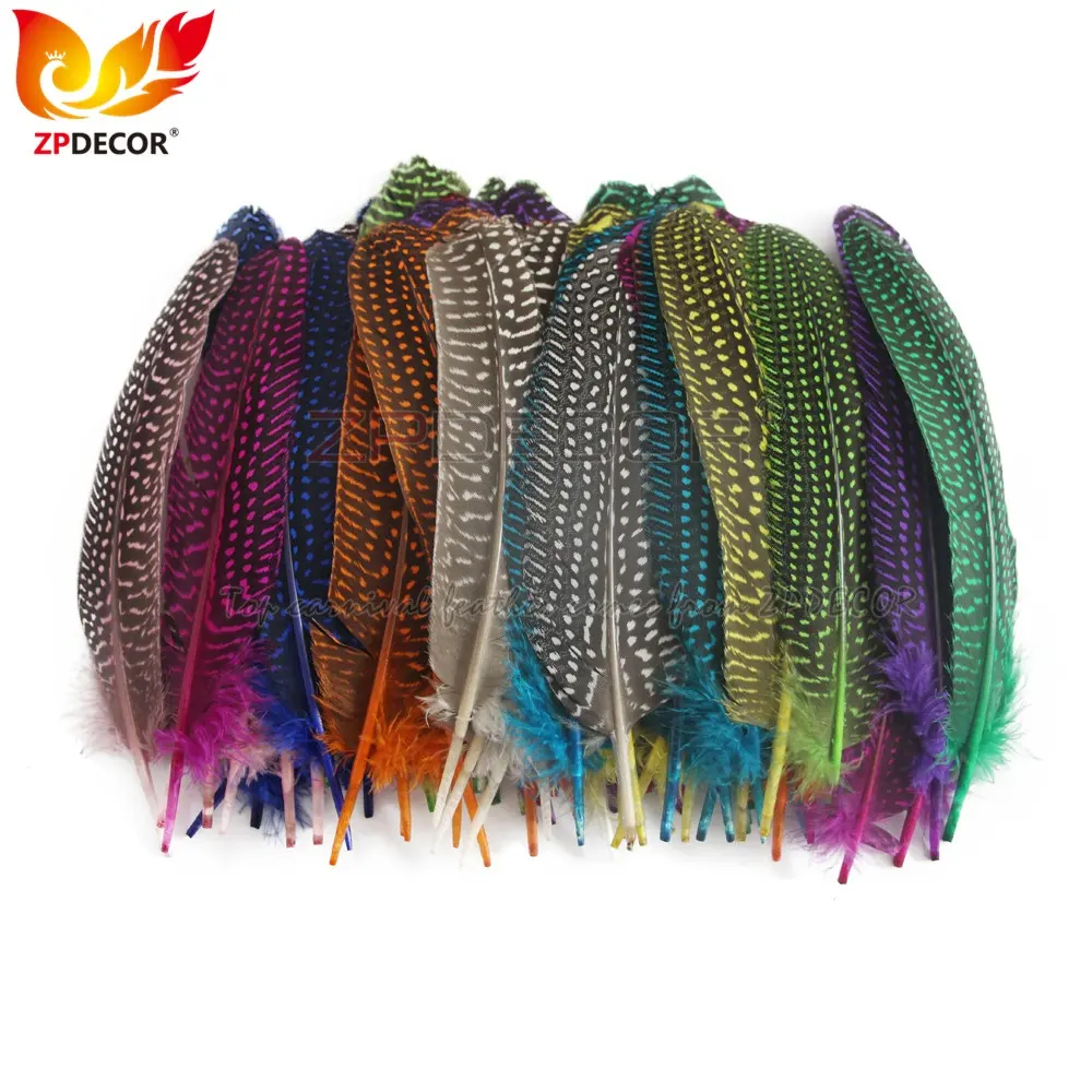 ZPDECOR Factory 도매 15 색 염색 및 Natural Polkadot 기니 새 퀼 Feathers 대 한 세공 공예