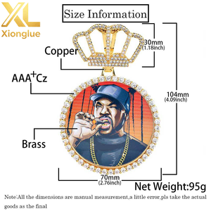 New Arrivals Crown Hook Custom Photo Pendant <b>Memory</b> <b>Gift</b> Big Round Custom Picture Pendant - Product Image 3