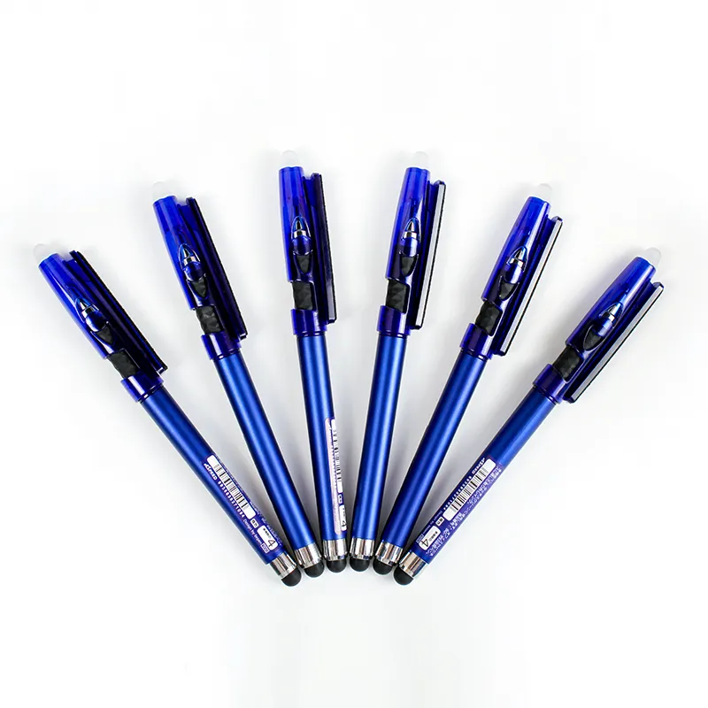 Yüksek kaliteli mavi 0.5mm mürekkep kalem silinebilir tükenmez kalemler kağıt