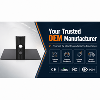 Étagère murale d'angle pour lecteur DVD en verre trempé plat DRS501 avec support en aluminium 445x355mm pour affichage AV