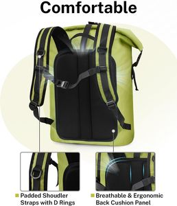 Sac à dos ultraléger imperméable en TPU 35L, sac étanche à enroulement, panneau dorsal rembourré confortable, <span class=keywords><strong>kayak</strong></span>, camping, pêche, voyage, etc. - Product Image 3