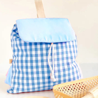Sac à dos scolaire en toile personnalisé pour enfants, avec logo et nom, motif Gingham, pour livres