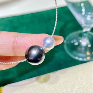 New Fashionable 18K Gold Chain Necklace with 8-11mm Natural Gold Beads Double Bead Design Adjustable Stylish <b>Matching</b> Gift <b>Box</b> - Product Image 2