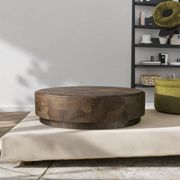 Table basse de luxe pour salon, forme ronde, base en métal, bois massif, durable