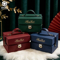 Valise de luxe vintage personnalisée avec logo, grande boîte de rangement cosmétique en gros, en matériaux recyclés, doublure en éponge, fermeture magnétique gaufrée