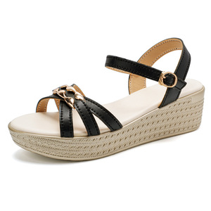 Sandales compensées Xuanhui tendance à plateforme en cuir PU avec chaîne dorée entrelacée et bride blanche à boucle <span class=keywords><strong>cheville</strong></span> pour femme - Product Image 6