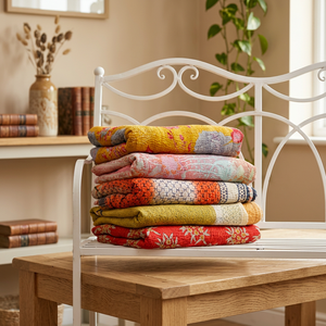 Couette Kantha Sari Kantha Vintage Quilt fait à la main - Product Image 3