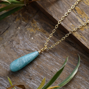 Crystal Teardrop Pendant Necklace 18K Gold Plated Natural Stone Lapis Lazuli Rose Quartz Amazonite <b>Red</b> Stone Unisex Everyday - Product Image 4