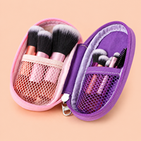 Maßgefertigtes 10-teiliges Tragbares Make-up-Pinsel-Set, Fächerpinsel mit Weichen Synthetischen Haaren, Reißverschlusstasche, Gesichts-, Augen-, Lippen- und Augenbrauenpinsel für Reisen