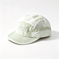 Topi Lari 5 Panel Berbahan Mesh ACE Bordir 3D Cepat Kering Ringan untuk Musim Panas, Perjalanan, Santai, Olahraga Luar Ruangan, Bernapas, dengan Sambungan Mesh