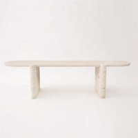 Table basse en marbre de travertin de salon minimaliste nordique, Table ronde carrée en pierre naturelle