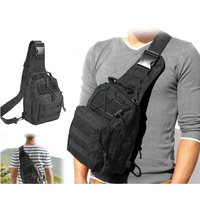 Sac à dos tactique pour hommes Sac à bandoulière pour la poitrine et le corps Molle Day Pack Pouch Noir