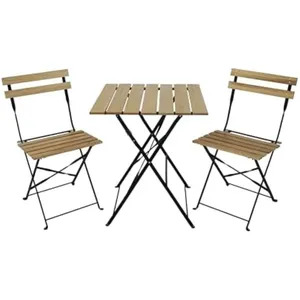 Conjunto de muebles de patio GARDEN FRIEND, mesa y sillas de madera, juego de bistró plegable para jardín. - Product Image 1