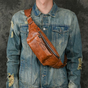 Sacs de poitrine vintage en cuir de vache véritable AndoBag pour hommes, sacs messager pour hommes d'affaires, sac bandoulière, sac banane 1411 - Product Image 1