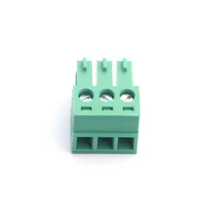PCB colokan dapat dicolokkan hijau 3.81mm pitch 3 pin 300V 8A sekrup pria konektor blok terminal plastik