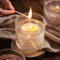 Huaming Romantischer Stil LED-Beleuchtete Gel-Duftkerze Kreative Gold/Rot Pailletten-Dekoration Gelee-Duftkerzen Geschenkset