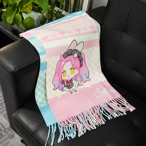 Écharpe longue en cachemire synthétique à deux couleurs, personnalisée avec un motif de dessin animé, pour étudiantes, femmes, adultes, cadeaux en gros, style kawaii et mélodie - Product Image 3