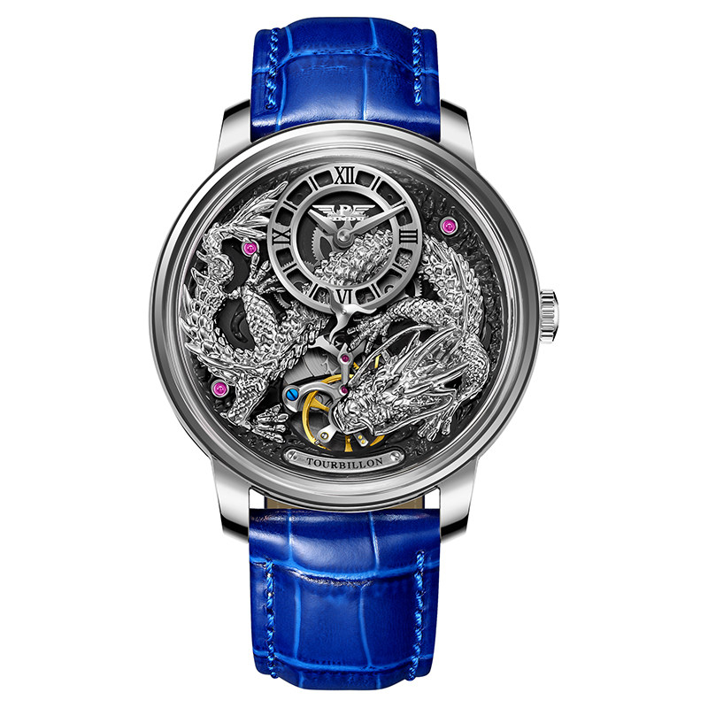 P6632 มังกรเงิน-เปลือกเงิน หน้าปัดดำ-สายสีน้ำเงิน