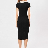 Robe décontractée élégante en laine pour adultes, robe imprimée de qualité supérieure à manches courtes et longueur genou, robe de soirée sophistiquée à motif uni