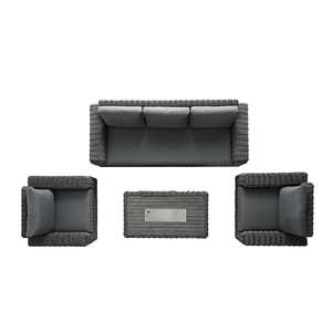 Conjunto de Muebles de Jardín de Mimbre con Mesa para Fogatas, Resistente al Agua, para Patio, Terraza o Jardín - Product Image 6