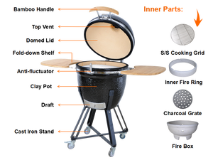 Auplex Asador De Carbon 23 pouces charbon de bois <span class=keywords><strong>Big</strong></span> Joe Kamado Grill Smoker <span class=keywords><strong>Green</strong></span> Bbq - Product Image 3