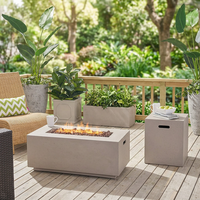 Brasero extérieur moderne en MgO, effet pierre, gris clair, avec grille, pour jardin et cour arrière