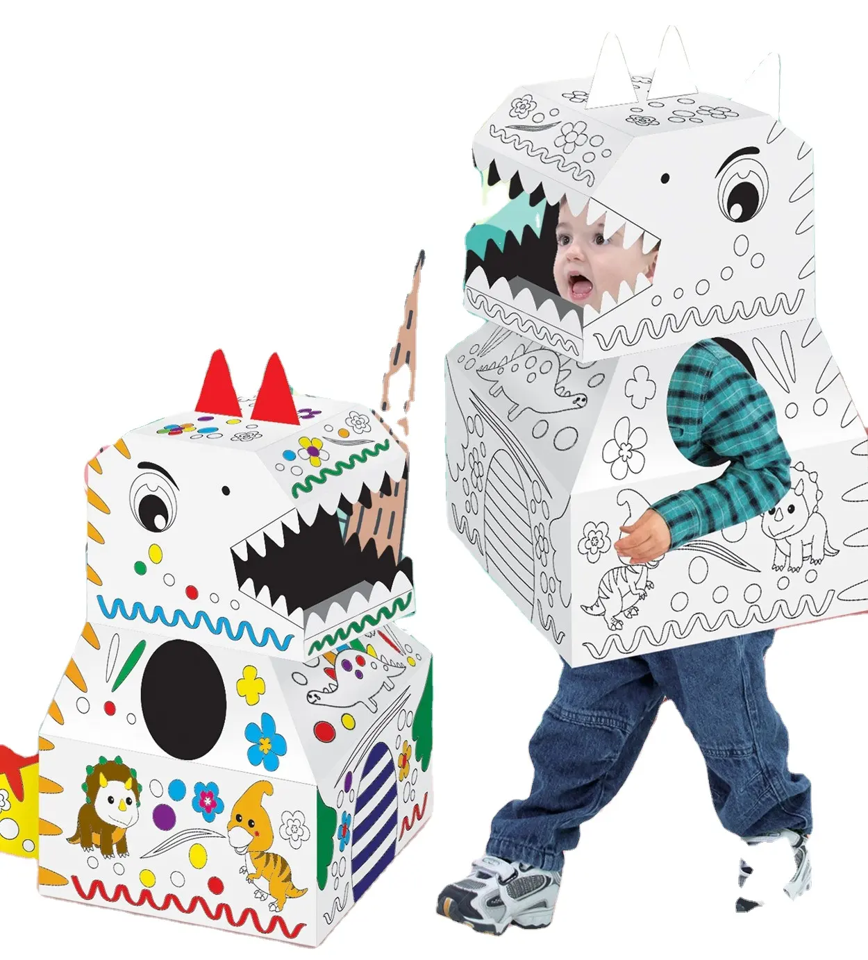 Offre Spéciale enfants portable doodle dinosaure modèle bricolage peinture éclairer puzzle jouer jeu jouets éducatifs Animal carton jouet