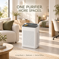 Purificateur d'air portable électrique HEPA double face avec aromathérapie pour grandes pièces, filtre lavable, affichage PM 2.5, silencieux