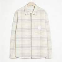 Veste chemise à capuche en flanelle à carreaux pour homme, style loungewear, zippée, coupe oversize, streetwear décontracté, avec impression de logo personnalisé, style rétro, printemps