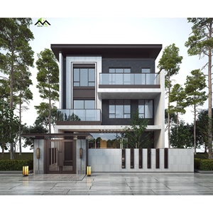 Villa Prefabricada Moderna de 2 Pisos con Estructura de Acero Ligero, Balcones de Vidrio y Detalles de Madera para Uso Residencial - Product Image 2