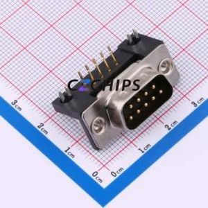 X0309WC2B1 D-Sub/VGA Connector Bent Lead Through Hole Connector Standard D-Sub Male 9P Right Angle Insert - Product Image 1